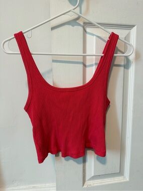Old Navy Pink Ribbed Scoop Neck Crop Tank